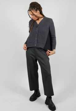 Back Pleated Cardigan in Antracite and Nero