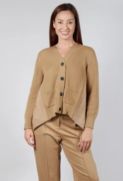 Back Pleated Cardigan in Camel