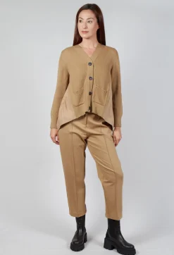 Back Pleated Cardigan in Camel
