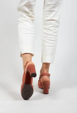 Backless Heel with Buckle Strap in Dark Rose