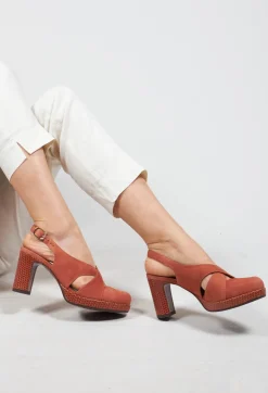 Backless Heel with Buckle Strap in Dark Rose