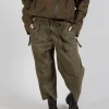 Baggy Les Trousers in Moss