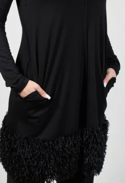 Bajo Tunic with Textured Trim in Black