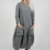 Balloon Hem Utility Dress in Rock