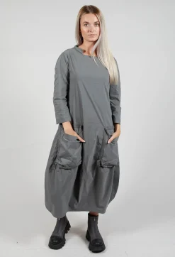 Balloon Hem Utility Dress in Rock