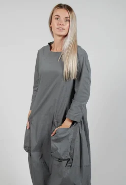 Balloon Hem Utility Dress in Rock