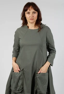 Balloon Hem Utility Dress in Camp