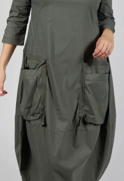 Balloon Hem Utility Dress in Camp