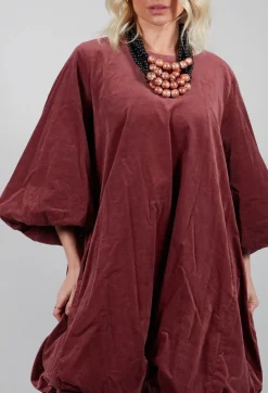 Balloon Sleeve Dress in Rust