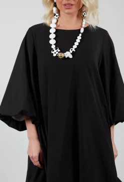 Balloon Sleeve Tunic Dress in Black
