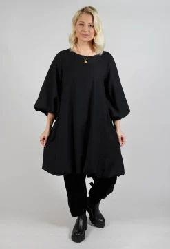 Balloon Sleeve Tunic Dress in Black