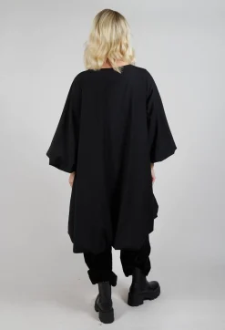 Balloon Sleeve Tunic Dress in Black