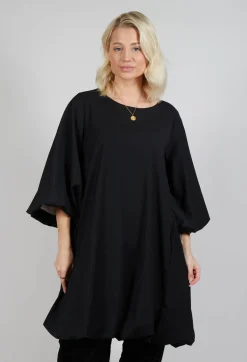 Balloon Sleeve Tunic Dress in Black
