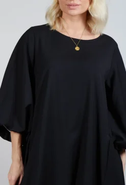 Balloon Sleeve Tunic Dress in Black