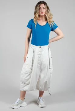 Balloon Style Skirt with Drawstring in Star White