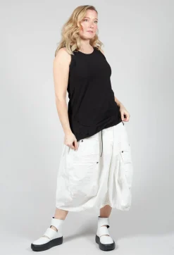 Balloon Style Skirt with Drawstring in Star White