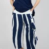 Balloon Trousers with Feature Pockets in Navy Print
