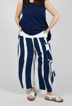 Balloon Trousers with Feature Pockets in Navy Print