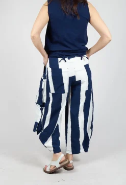 Balloon Trousers with Feature Pockets in Navy Print