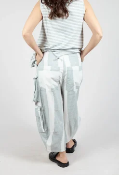 Balloon Trousers with Feature Pockets in Grey Print