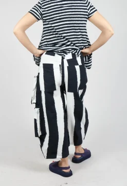 Balloon Trousers with Feature Pockets in Black Print