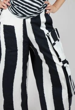 Balloon Trousers with Feature Pockets in Black Print