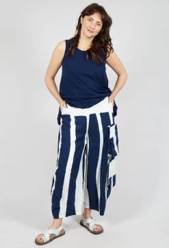 Balloon Trousers with Feature Pockets in Navy Print