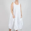 Balloon-Shaped Dress with Pull Toggle Hemline in Semi Bleach