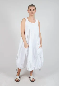 Balloon-Shaped Dress with Pull Toggle Hemline in Semi Bleach