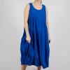 Balloon-Shaped Dress with Pull Toggle Hemline in Royal