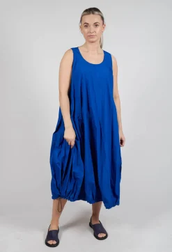 Balloon-Shaped Dress with Pull Toggle Hemline in Royal