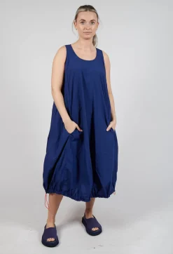 Balloon-Shaped Dress with Pull Toggle Hemline in Ocean