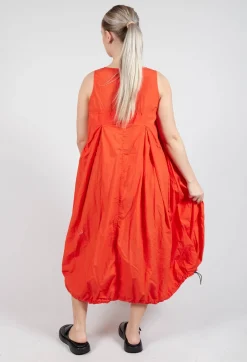 Balloon-Shaped Dress with Pull Toggle Hemline in Mandarine