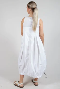 Balloon-Shaped Dress with Pull Toggle Hemline in Semi Bleach