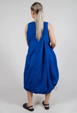 Balloon-Shaped Dress with Pull Toggle Hemline in Royal