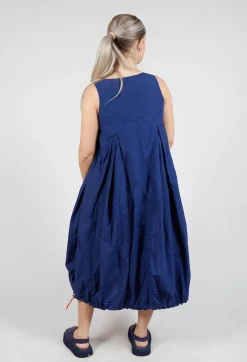 Balloon-Shaped Dress with Pull Toggle Hemline in Ocean