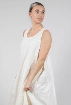 Balloon-Shaped Dress with Pull Toggle Hemline in Greige