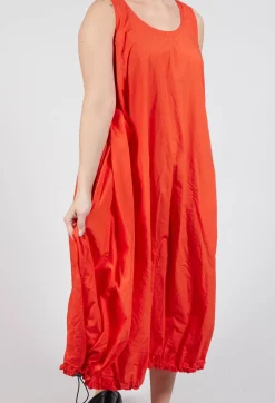 Balloon-Shaped Dress with Pull Toggle Hemline in Mandarine