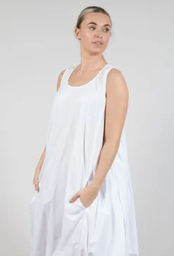 Balloon-Shaped Dress with Pull Toggle Hemline in Semi Bleach