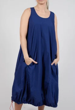 Balloon-Shaped Dress with Pull Toggle Hemline in Ocean