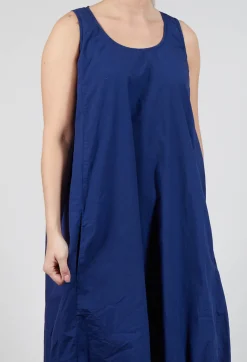 Balloon-Shaped Dress with Pull Toggle Hemline in Ocean