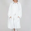 Balloon-Sleeve Hooded Coat in Semi Bleach