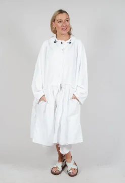 Balloon-Sleeve Hooded Coat in Semi Bleach