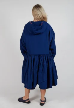 Balloon-Sleeve Hooded Coat in Ocean