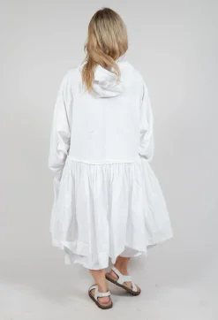 Balloon-Sleeve Hooded Coat in Semi Bleach
