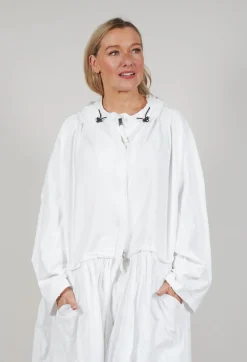 Balloon-Sleeve Hooded Coat in Semi Bleach