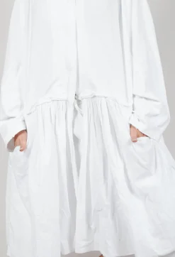 Balloon-Sleeve Hooded Coat in Semi Bleach