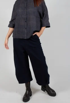 Barrel Leg Trousers in Navy
