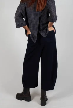 Barrel Leg Trousers in Navy
