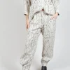 Barrel Leg Trousers with Print in White